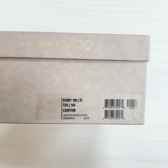 Jimmy Choo Romy 100 Brown Laser Cut Leather Pumps Heels Perforated Canyon 37 - Picture 12 of 14
